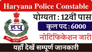 Read more about the article हरियाणा पुलिस कांस्टेबल भर्ती 2024 Total Post : 6000